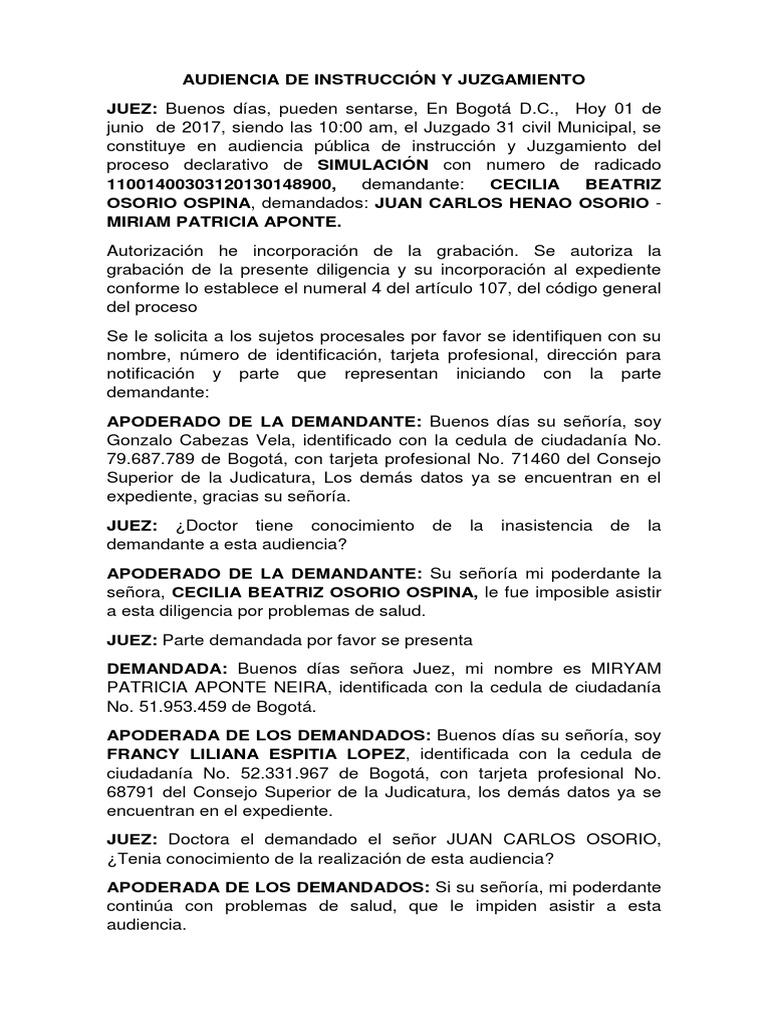 Audiencia de Instrucción y Juzgamiento | PDF | Sentencia (Ley) | Justicia