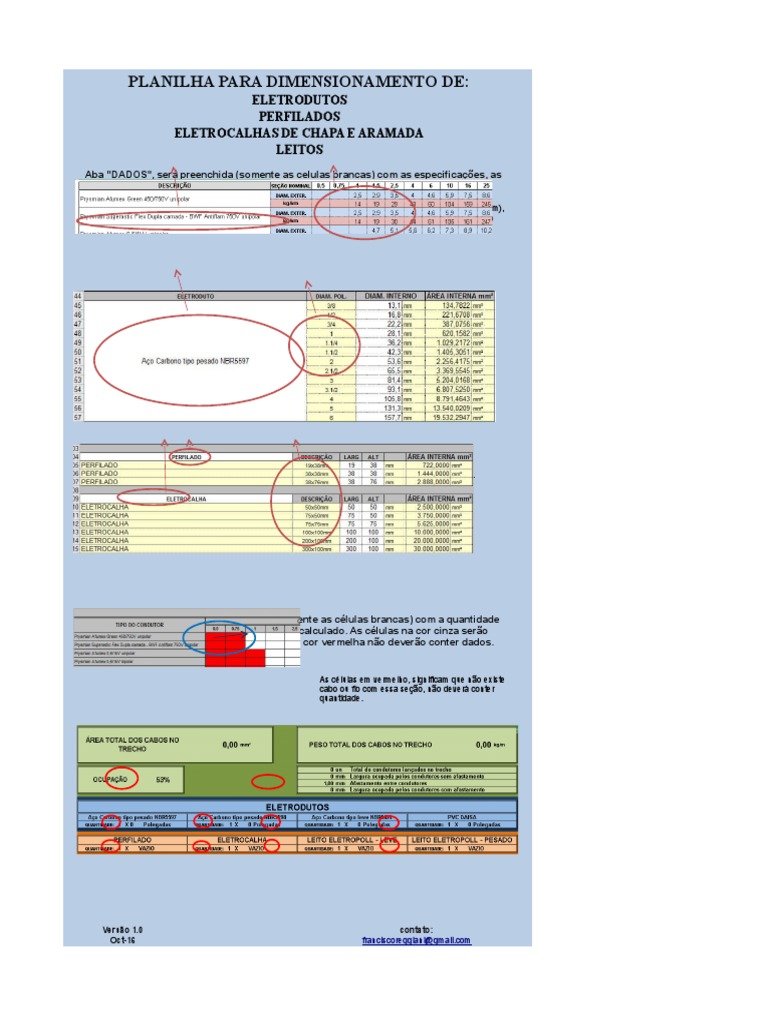 Planilha de Dimensionamento de Eletrodutos | PDF | Quantidades físicas ...