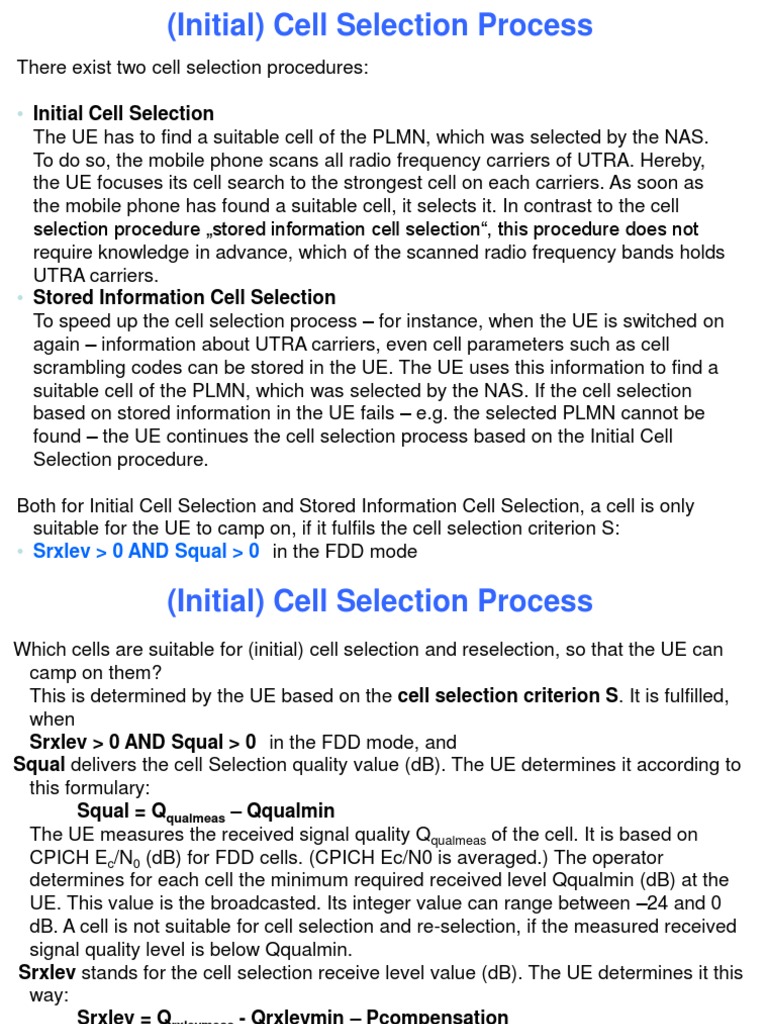 Cell Reselection | PDF | Decibel | Signal To Noise Ratio