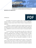 Territórios Fronteriços e Os Processos de Integração Regional No Mercosul