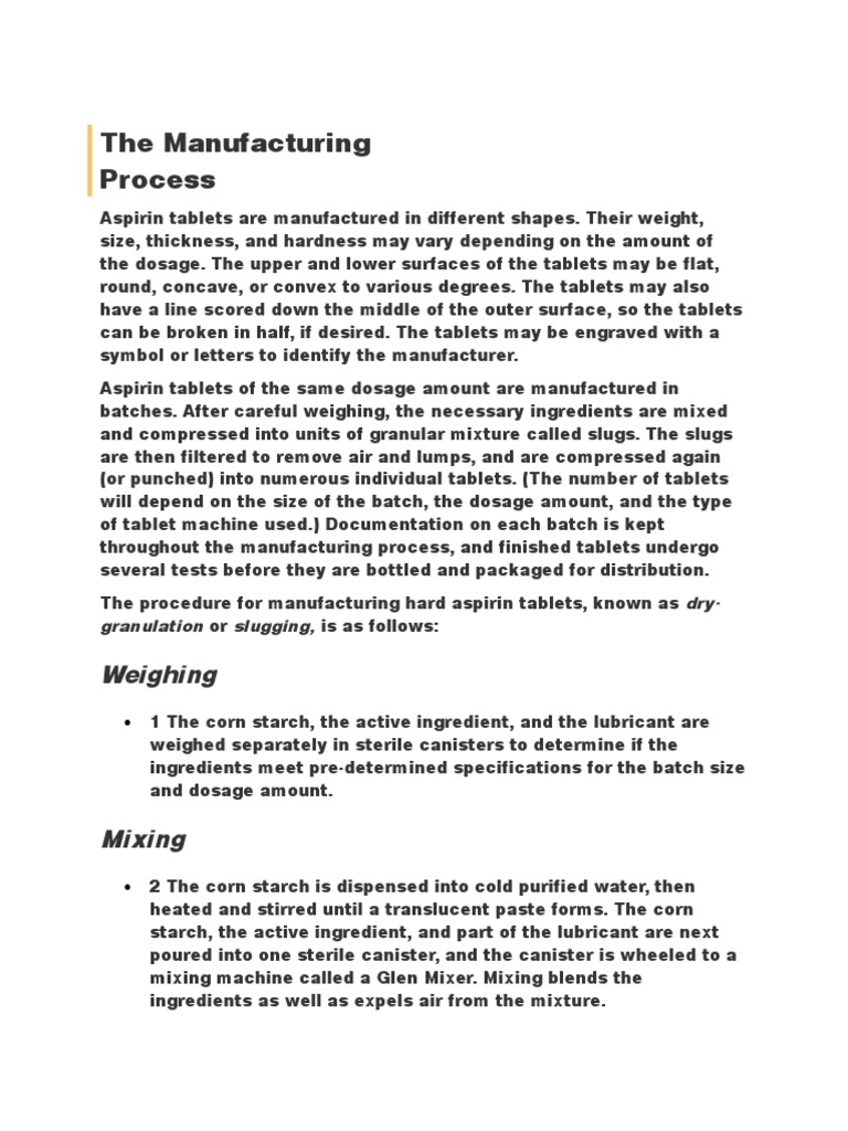 How To Make Aspirin PDF Tablet (Pharmacy) Industries