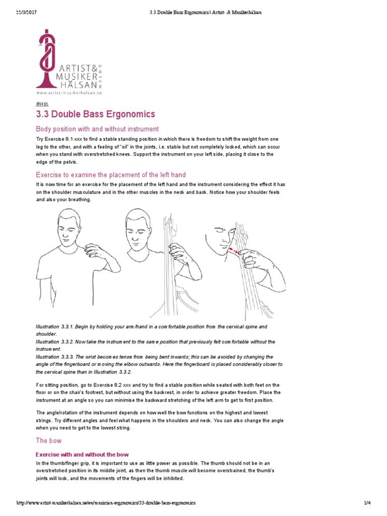 3.3 Double Bass Ergonomics Body Position With and Without Instrument