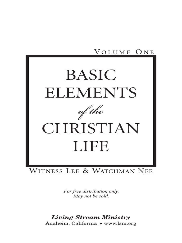BASIC ELEMENTS of The CHRISTIAN LIFE - v.1 PDF | PDF | Assurance ...