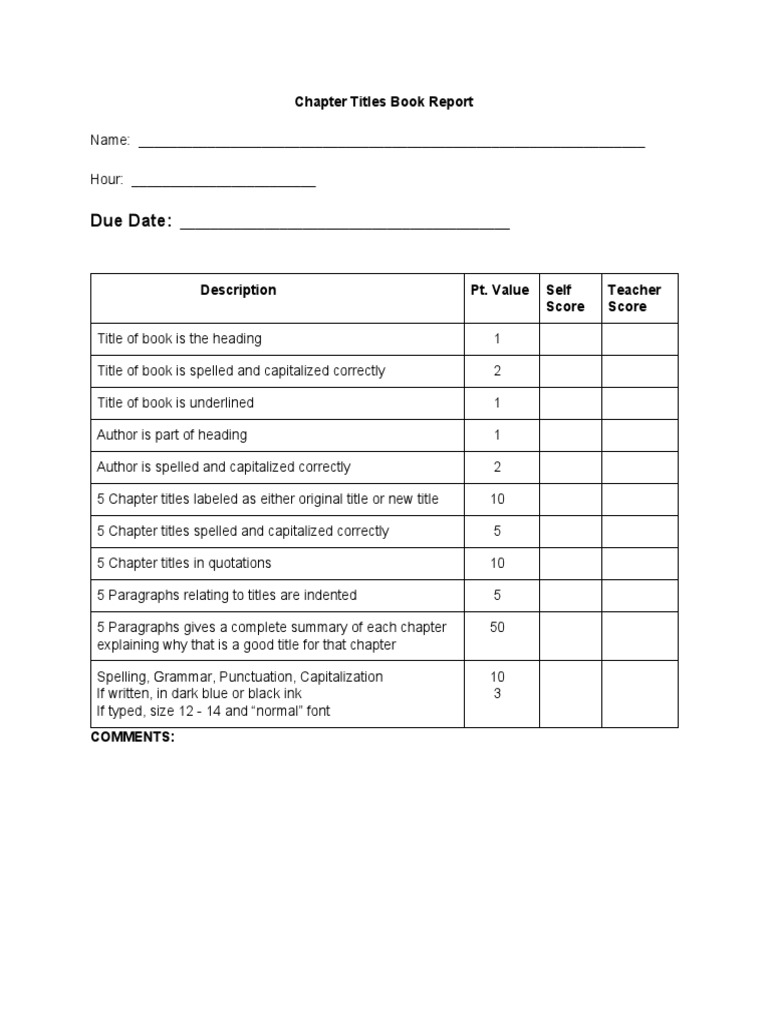 Chaptertitlesbookreport17 18 | PDF