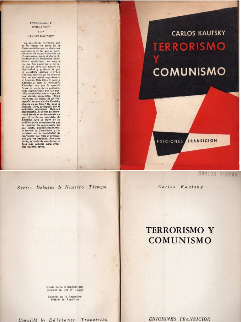 Kautski, Carlos Terrorismo y Comunismo, Ed. Transición, Bs. as., 1956