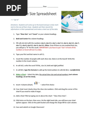 shoe size spreadsheet