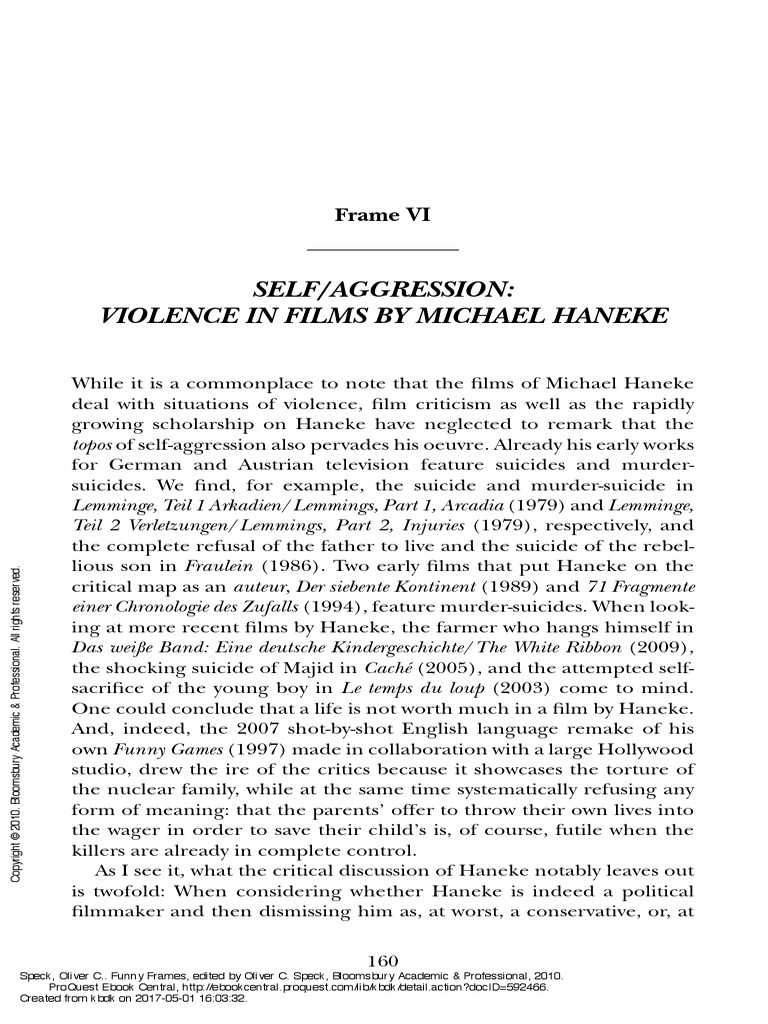 Funny Frames (Frame Vi Self Aggression Violence in Films by Michael