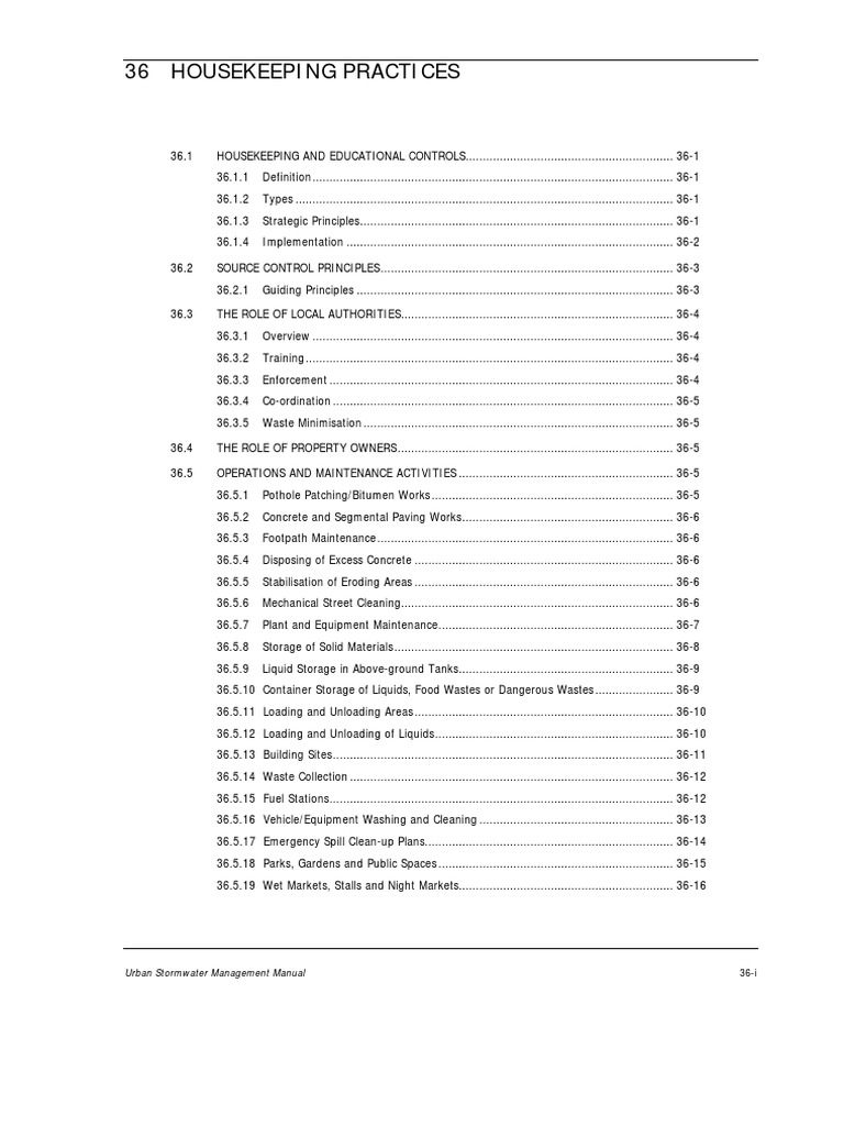 CH 36 Housekeeping Practices PDF Stormwater Storm Drain