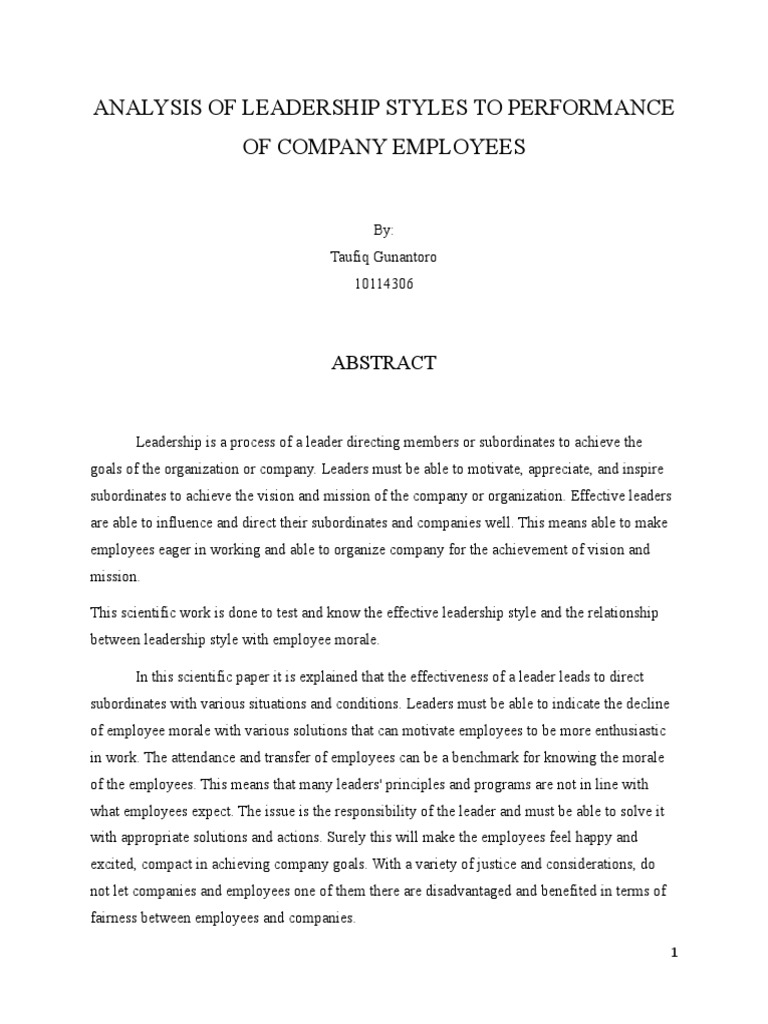 Leadership Styles Impact on Employee Performance | PDF | Leadership ...