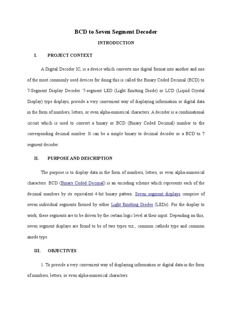 BCD To Seven Segment Decoder | PDF