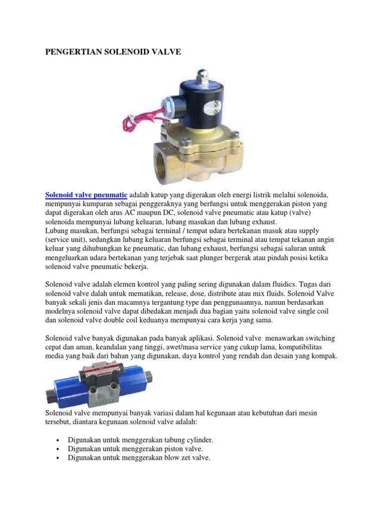 Pengertian dan Prinsip Kerja Solenoid Valve PDF