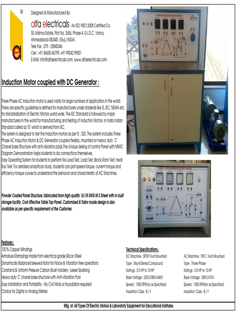 Ac Motor Coupled With DC Generator | PDF | Electric Motor | Alternating ...