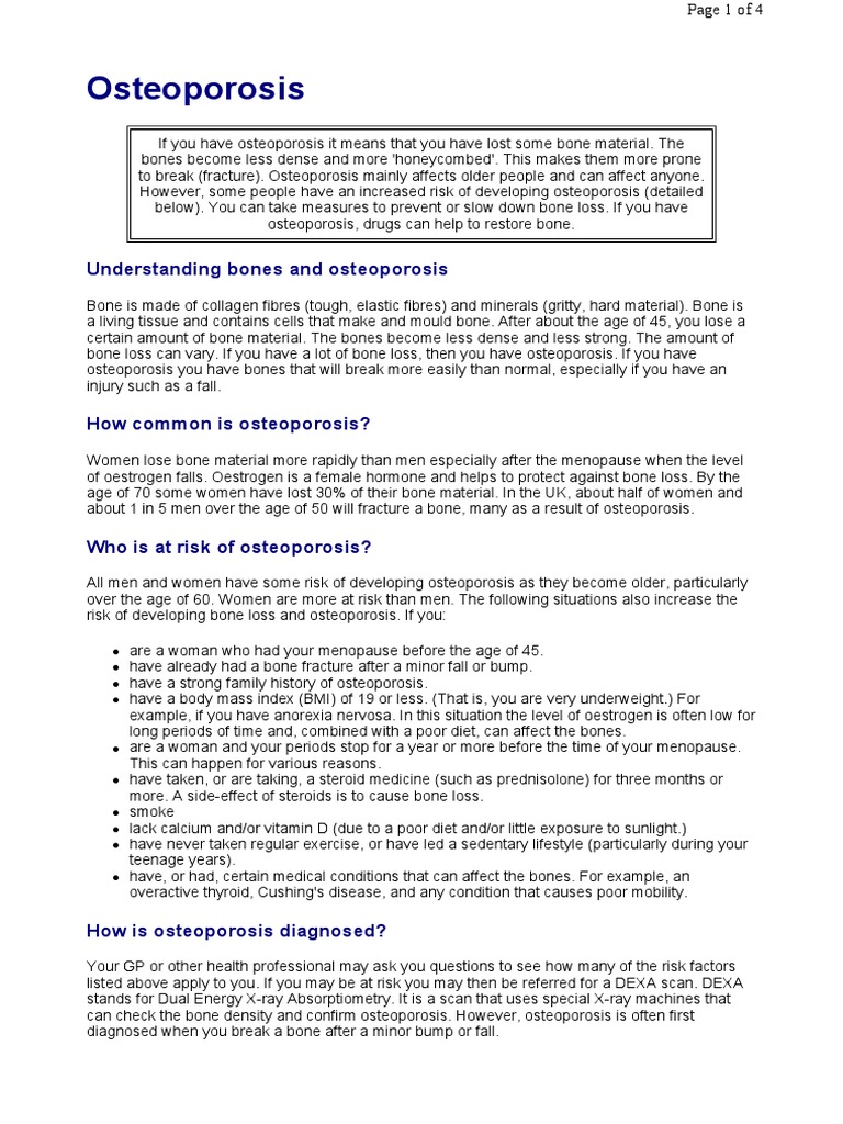 Osteoporosis Patient Info Osteoporosis Vitamin D