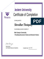 Shreedhar Safe Campus Community Certificate 