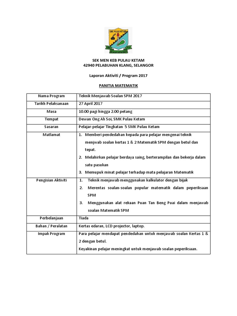 Laporan Teknik Menjawab Soalan 2017 Pdf