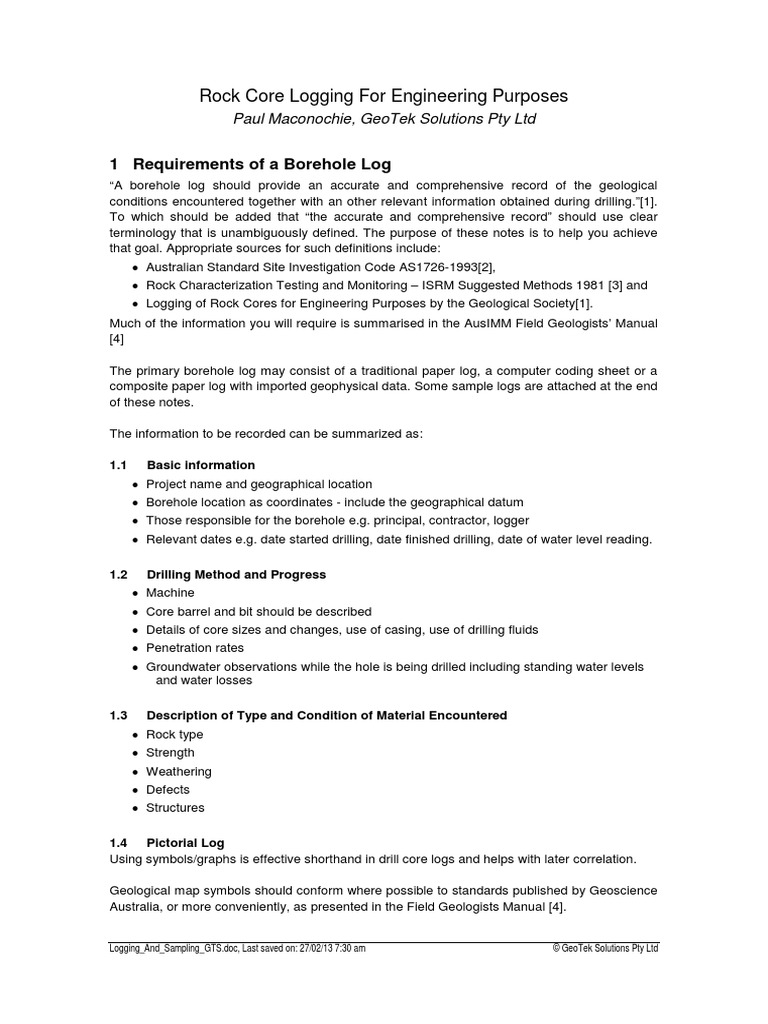Logging and Sampling GTS | PDF | Sedimentary Rock | Lens (Optics)