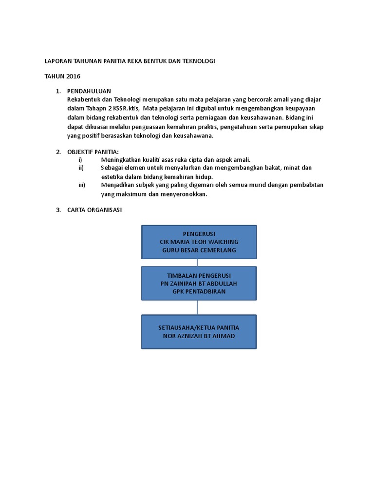 Laporan Tahunan Panitia Reka Bentuk Dan Teknologi
