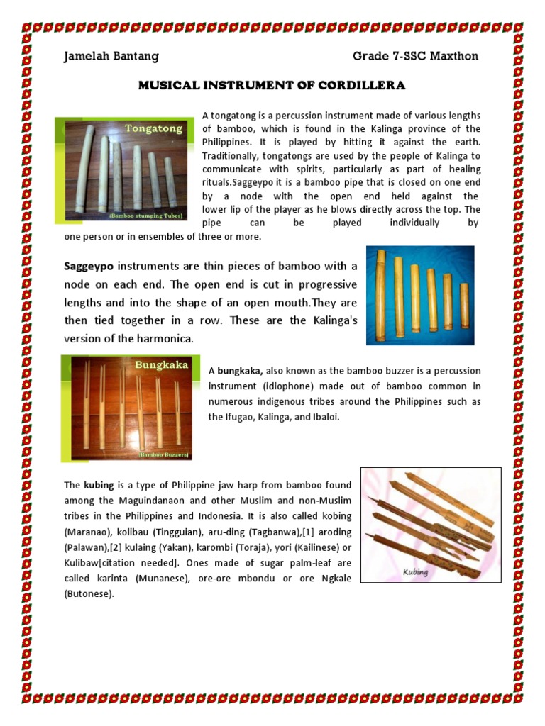 A percussion instrument made top of pieces of bamboo