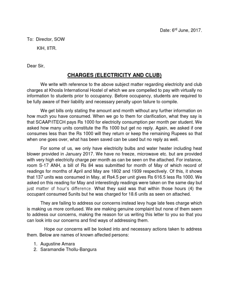 Concerns Over Electricity Charges at KIH | PDF