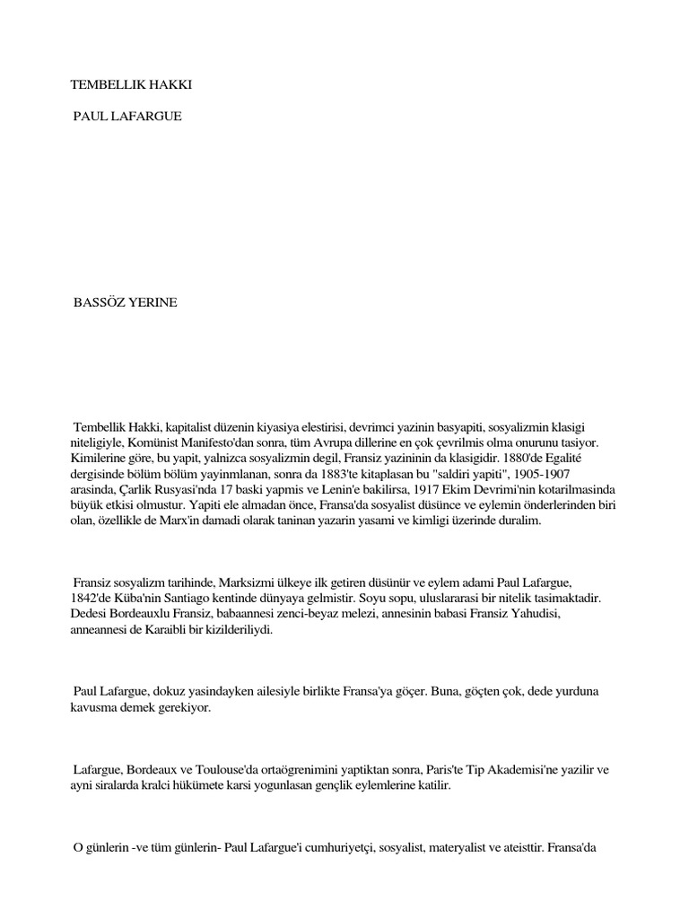 Tembellik Hakkı PDF | PDF