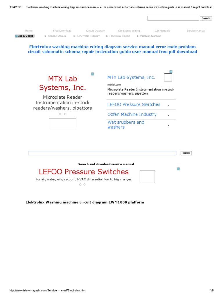 Electrolux washing machine wiring diagram service manual error code circuit  schematic schema repair instruction guide user manual free pdf download.pdf  ...