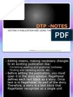 DTP - Notes: Editing A Publication and Using The Pointer Tool