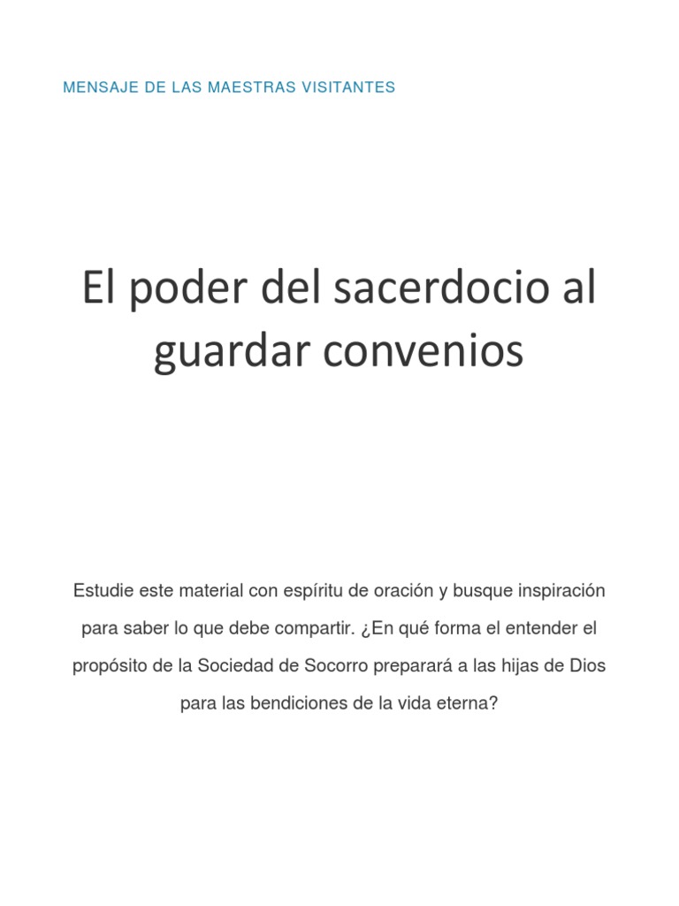 El Poder Del Sacerdocio Al Guardar Los Convenios | PDF | Sacerdote ...