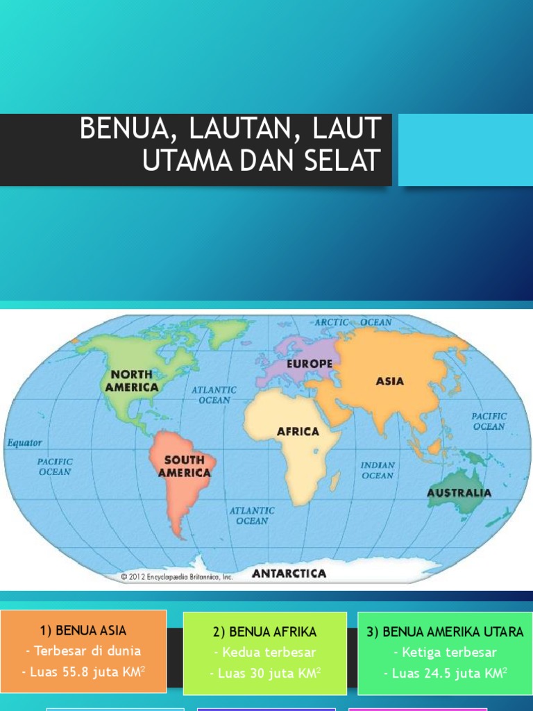 Benua, Lautan, Laut Utama Dan Selat