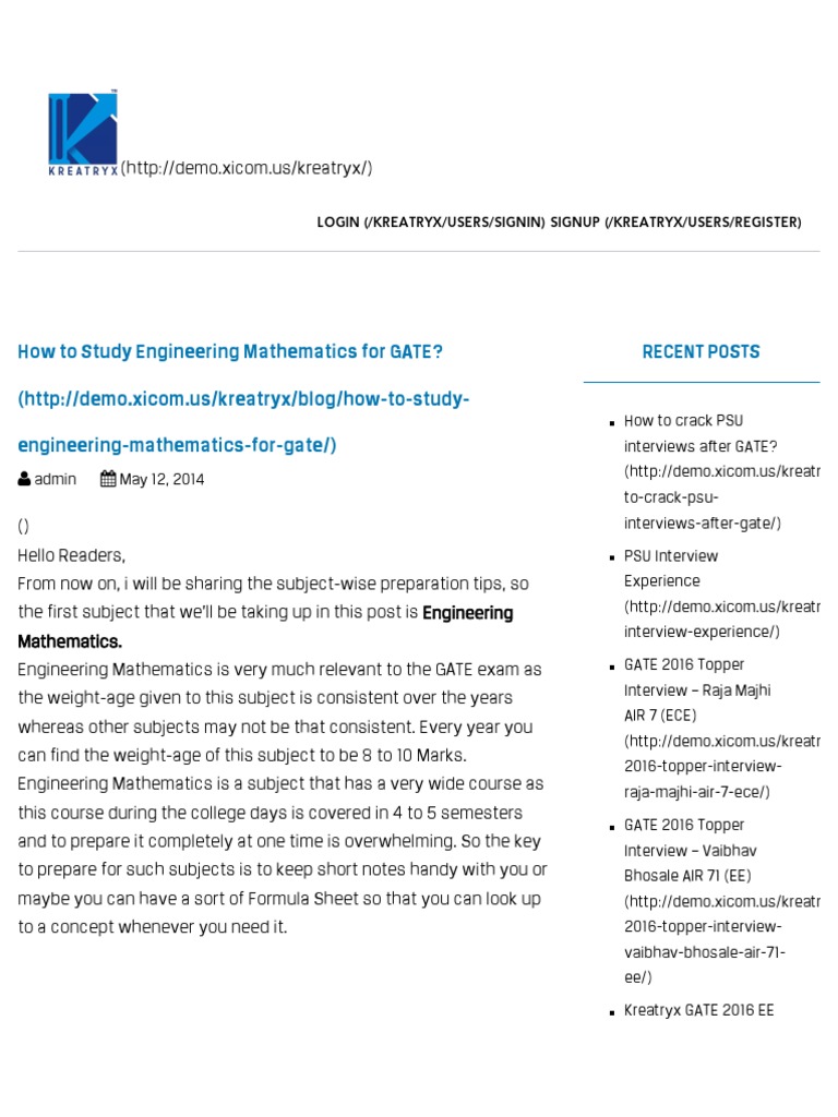How To Study Engineering Mathematics For GATE GATE Guru by Kreatryx ...