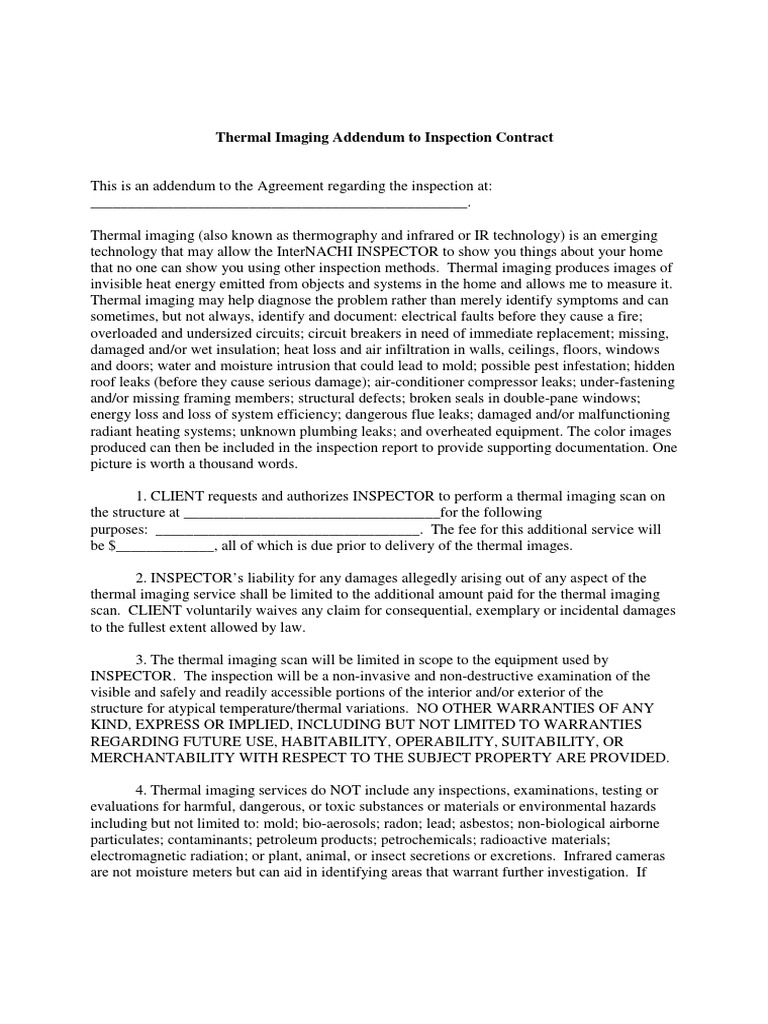 Thermal Imaging Inspection Addendum | PDF | Thermography | Infrared
