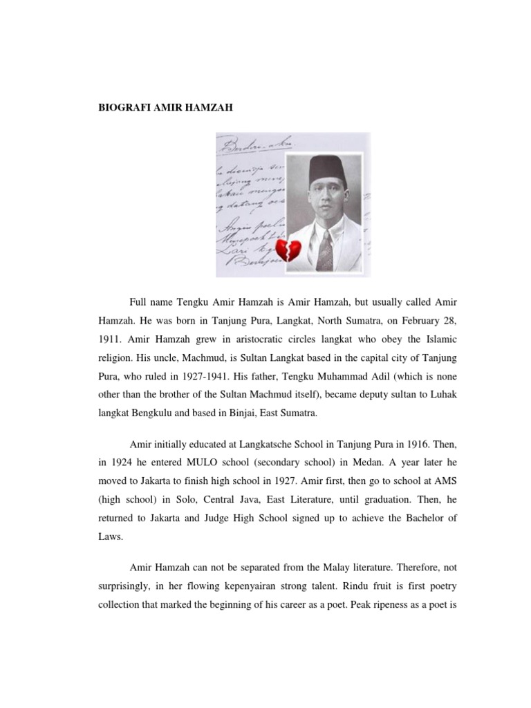Biografi Amir Hamzah Dan Asrul Sani Poetry Fiction