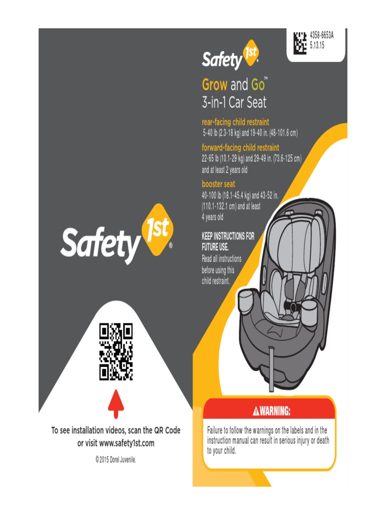 User Guide Safety 1st Grow and Go 3In1 Convertible Car Seat Item