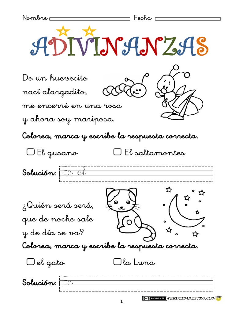 Adivinanzas para niños de primaria | PDF | Artes del Lenguaje y ...