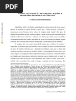 O PAPEL DA TRADUÇÃO NA PESQUISA CIENTÍFICA BRASILEIRA- PRIMEIROS MOVIMENTOS