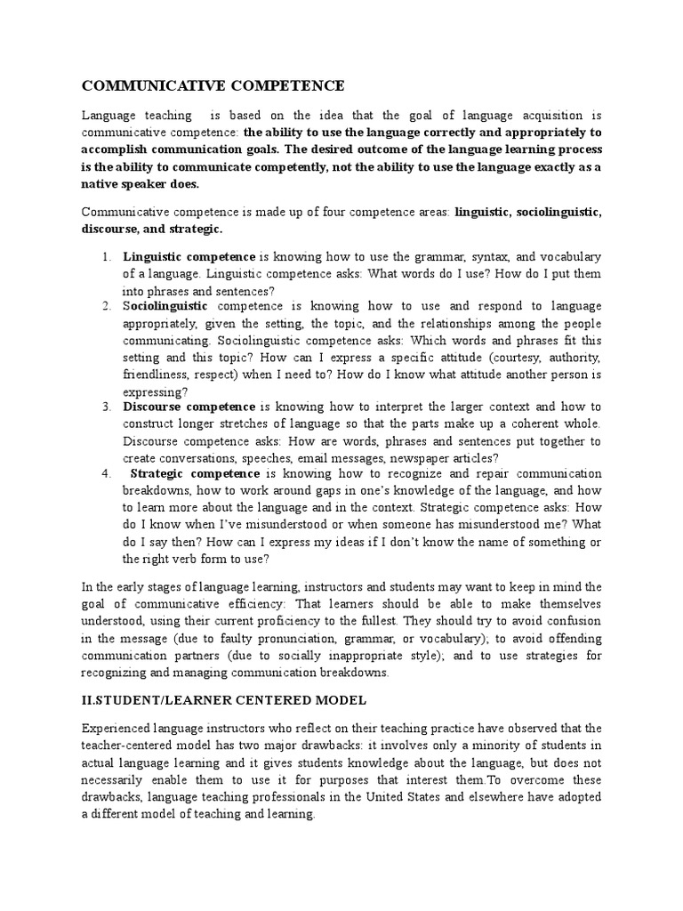 Communicative Competence in Language Teaching | PDF | Reading ...