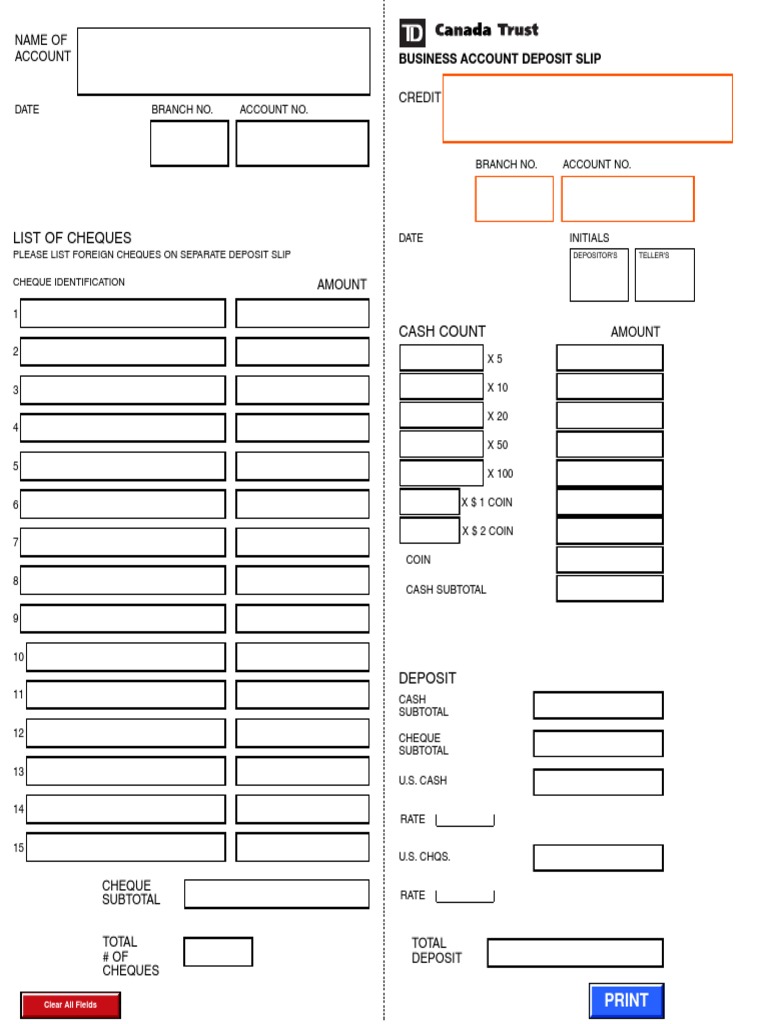 Prefillabledepositslip Pdf Cheque Services Economics