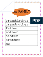 My Family Grandfather Grandmother Father Mother Sister Brother Me
