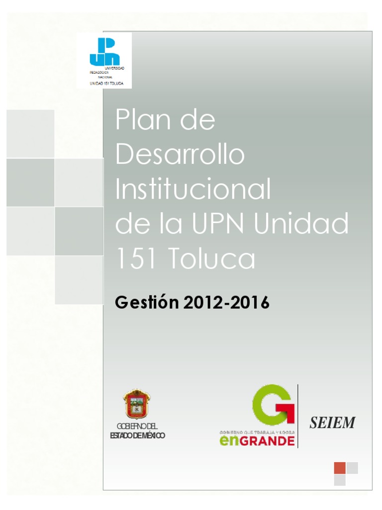Plan de Desarrollo Institucional UPN | PDF | Planificación | Maestros