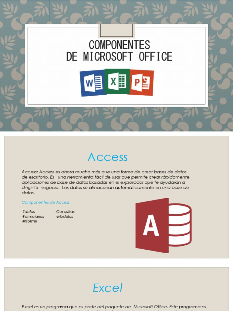 Componentes de Microsoft Office | PDF | Microsoft Word | Microsoft Excel