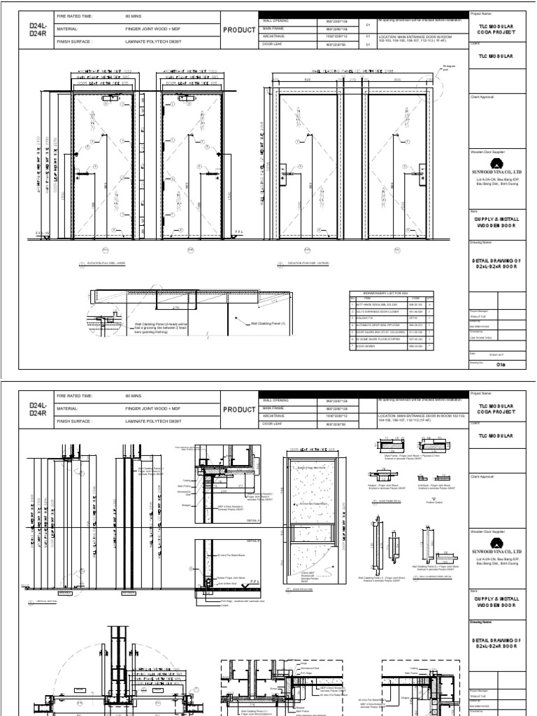 Detailed Wooden Door Shop Drawings | PDF | Door | Wall