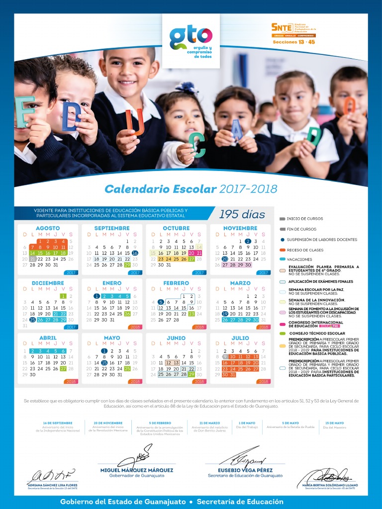 Calendario escolar guanajuato 2017 2018 195 dias pdf