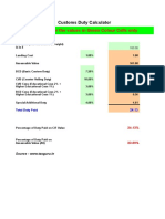 Customs Duty Calculator Sheet