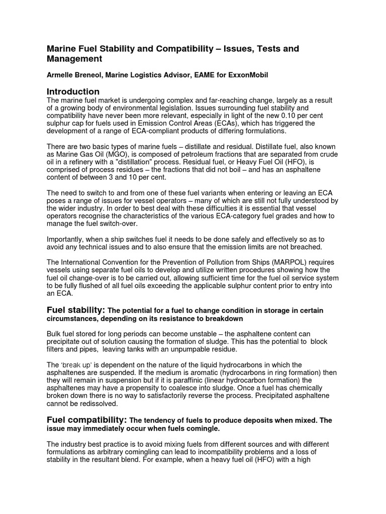 Marine Fuel Stability and Compatibility Testing PDF Fuel Oil