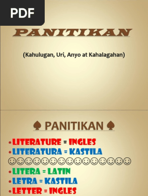 Kahulugan Uri Anyo At Kahalagahan Pdf