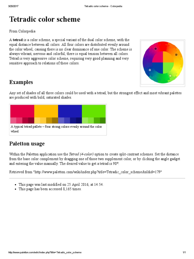 Tetradic Color Scheme - Colorpedia | PDF
