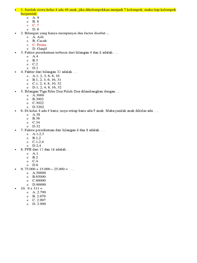 Contoh Soal Test Matrikulasi