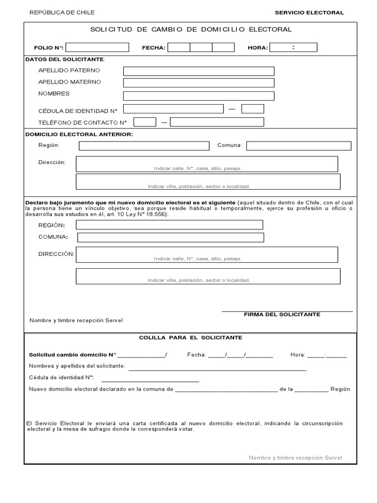 Solicitud Cambio Domicilio
