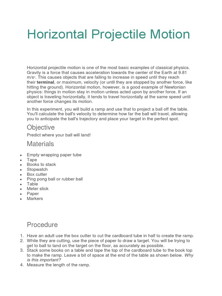 Predict Projectile Motion with a Ramp | PDF | Gravity | Force