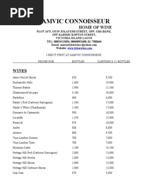 Samvic Connoisseur Best of Price List-1