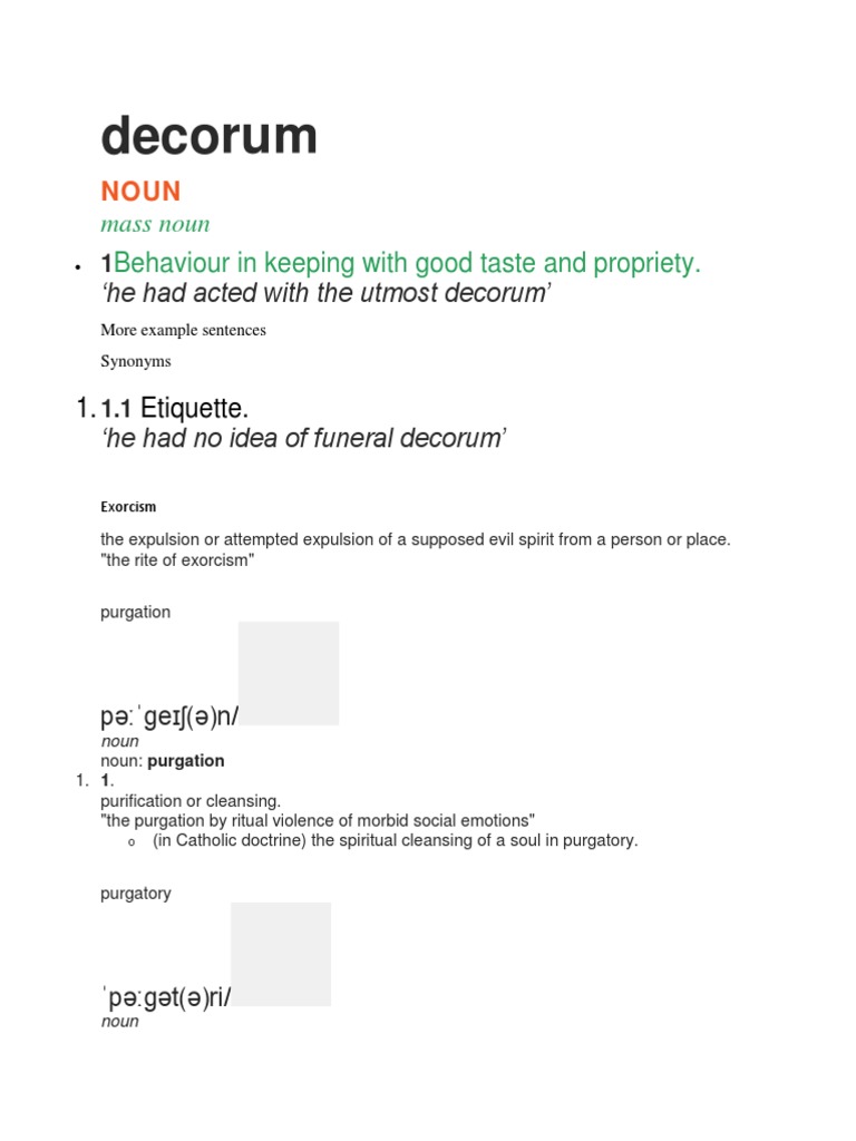 Definitions of Decorum and Related Terms | PDF | Self-Improvement